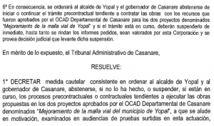 Suspendidos proyectos de malla vial para Yopal por 65 mil millones de pesos