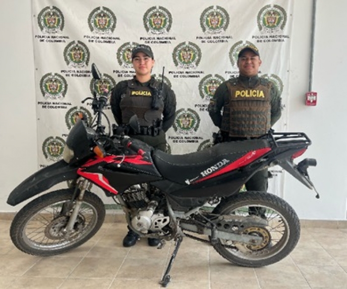 En Villanueva Policía recuperó motocicleta robada avaluada en ocho millones de pesos