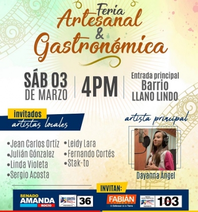 Feria Gastronómica y Artesanal este sábado en Llano Lindo y la Bendición