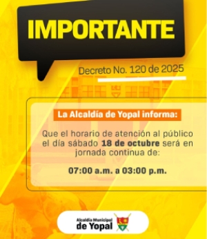 La Alcaldía de Yopal abrirá sus puertas este sábado con jornada especial de atención al público
