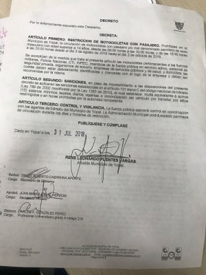 Durante dos meses en Yopal estará restringido el parrillero hombre en ciertos horarios