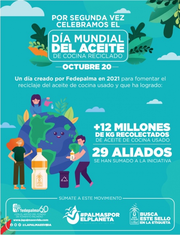 Fedepalma y sus aliados celebran el Día mundial del aceite de cocina reciclado