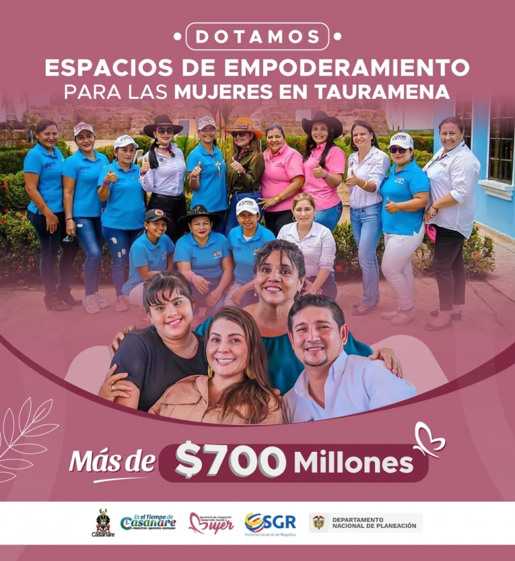 Más de 700 millones de pesos en dotación entregarán hoy para el empoderamiento de las mujeres taurameneras