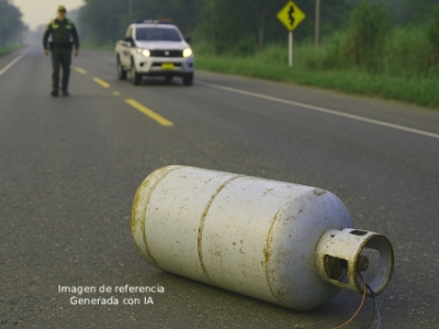 Cilindro abandonado en vía Aguazul-Yopal generó pánico