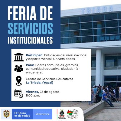 Feria de Servicios Institucionales, este viernes en Yopal