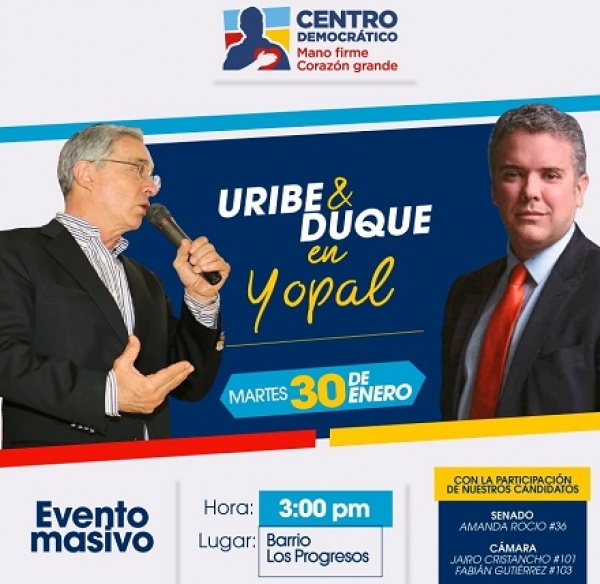 Iván Duque estará en Casanare este martes 30 de enero