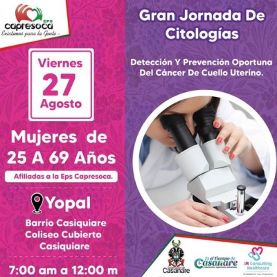 Jornada de toma de citologías este viernes en el barrio Casiquiare de Yopal