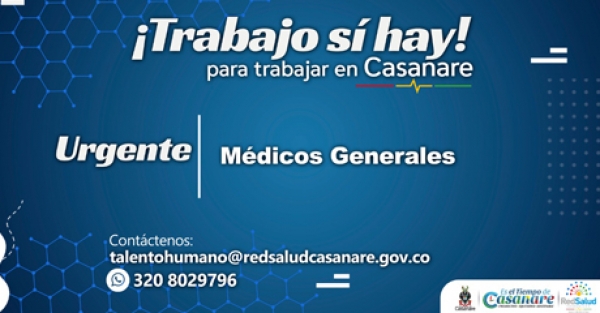 Red Salud requiere 12 médicos generales para las diferentes IPS adscritas a la entidad