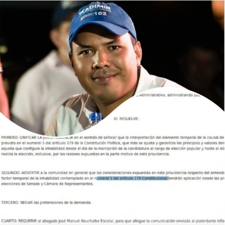 Vladimir Olaya, sigue con el fantasma de la inhabilidad. Sentencia Unificada del Consejo de Estado lo afectaría.