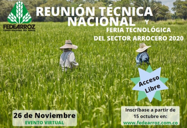 Fedearroz – Fondo Nacional del Arroz realizarán la reunión técnica nacional y Feria Tecnológica del Sector Arrocero 2020