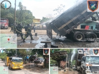 Bomberos de Tauramena controlan incendio de volqueta cerca de estación de servicio