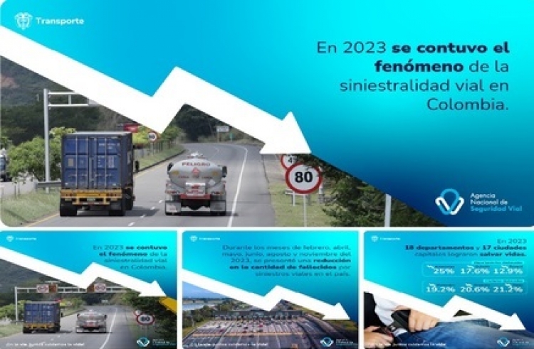 En 2023 se contuvo el fenómeno de la siniestralidad vial en Colombia