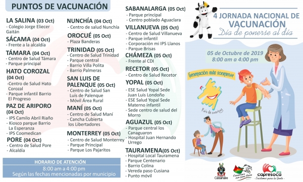 Capresoca EPS continúa con la IV Jornada Nacional de Vacunación y de salud oral