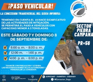 Este fin de semana habrá paso controlado por Piedra Campana en la Vía del Sisga