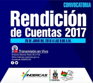 Mañana Indercas rinde cuentas de la vigencia 2017