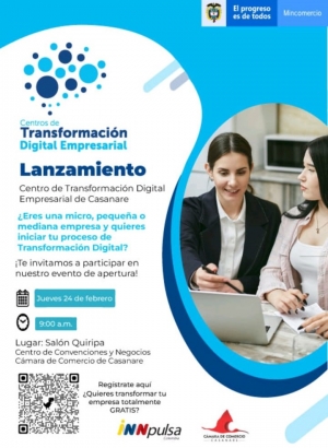 Hoy, es el lanzamiento del Centro de Transformación Digital Empresarial en la Cámara  de Comercio de Casanare