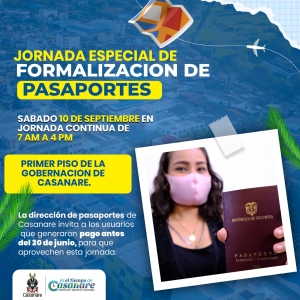 Casanare: este sábado realizarán jornada de formalización de pasaportes