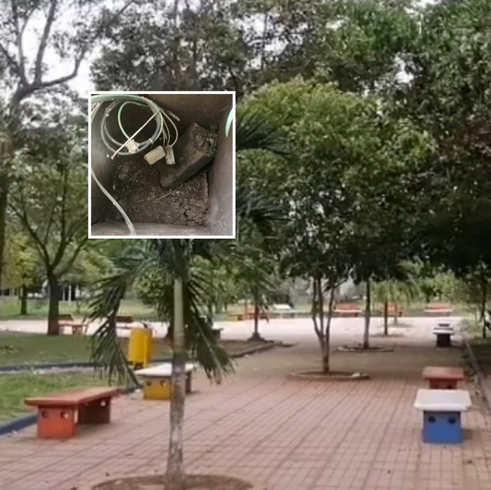 Parque biosaludable de La Campiña a oscuras por robo del cableado
