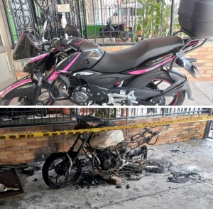 Desconocidos le prendieron fuego a la moto de una mujer y por poco ocasionan una tragedia