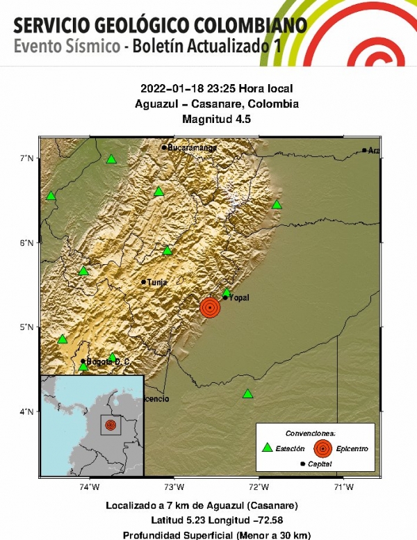 Temblor en Casanare: Aguazul fue el epicentro