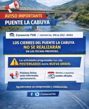 No habrá cierre del puente La Cabuya