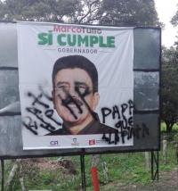 Sabotearon vallas publicitarias de candidato a la Gobernación Marco Tulio Ruiz