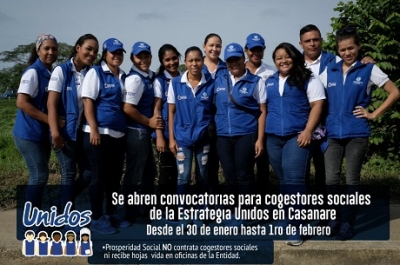 Abren convocatoria en Casanare para cogestores sociales de la Estrategia Unidos