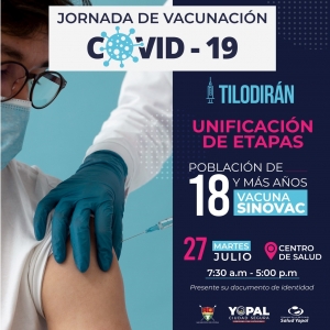 Hoy, jornada de vacunación contra la Covid-19 en Tilodirán