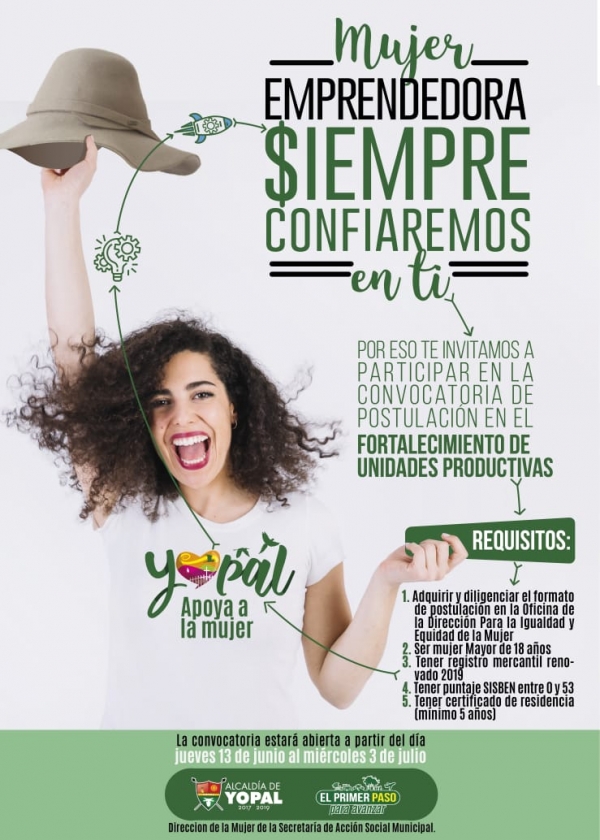 Se abre convocatoria para fortalecer unidades productivas de mujeres de Yopal