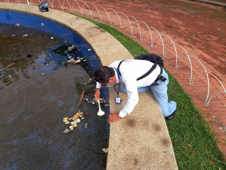 “Aunque se halló agua acumulada y basura en fuente del parque Santander, no se evidenció la presencia de vectores como el dengue”: secretaría de Salud Municipal