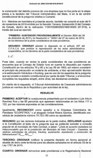 Aceptada la Consulta Popular sobre la actividad petrolera en Hato Corozal