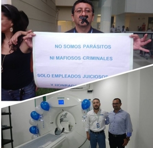 Mientras gerente del Hospital anunciaba nuevos servicios, sindicales protestaron