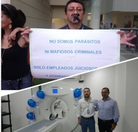 Mientras gerente del Hospital anunciaba nuevos servicios, sindicales protestaron