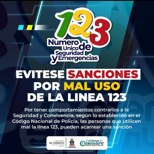 Evítese sanciones: las falsas denuncias a la línea 123 le pueden acarrear una multa de 32 salarios mínimos legales mensuales vigentes