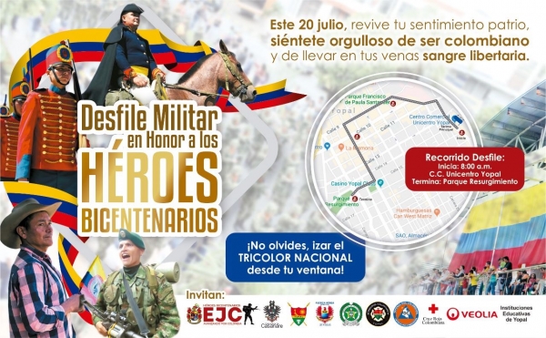 Gran desfile militar en honor a los héroes bicentenarios este 20 de julio en Yopal