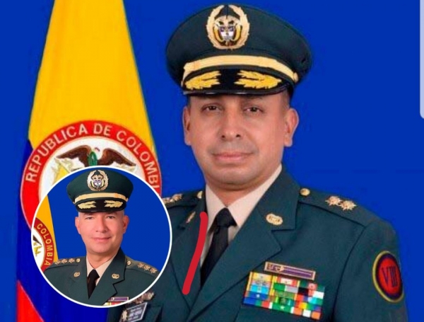 Foto fondo: Brigadier general Jairo Alejandro Fuentes Sandoval, nuevo comandante Octava División. Foto circulo: Mayor general Luis Emilio Cardozo Santamaría, comandante saliente. 