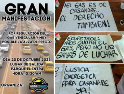 Hoy los taxistas de Yopal marcharán en contra de una eventual suspensión del servicio de gas vehicular