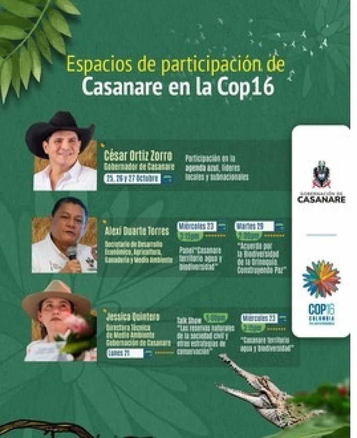 Casanare presente en la COP16: Un modelo de biodiversidad y sostenibilidad para la Orinoquia