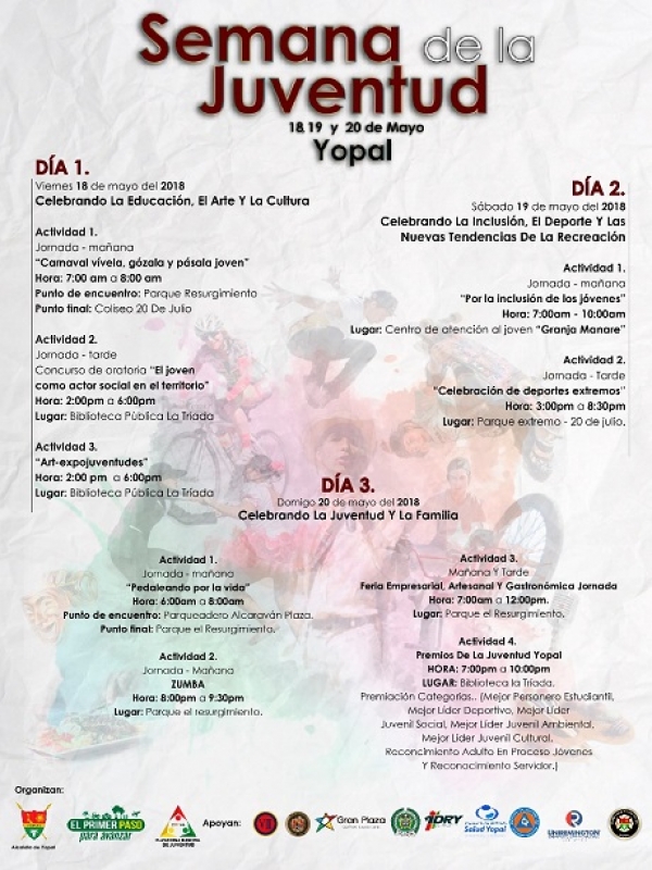 Mañana inicia Semana de la Juventud en Yopal