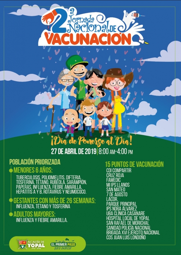 Jornada Nacional de Vacunación y de Salud Oral este sábado en Yopal