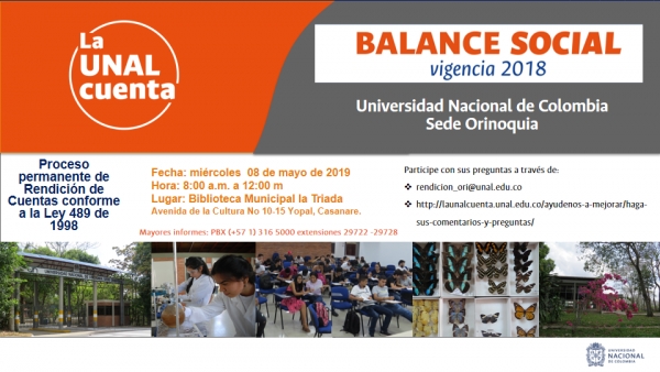 Universidad Nacional sede Orinoquía rendirá cuentas este 8 de mayo en Yopal