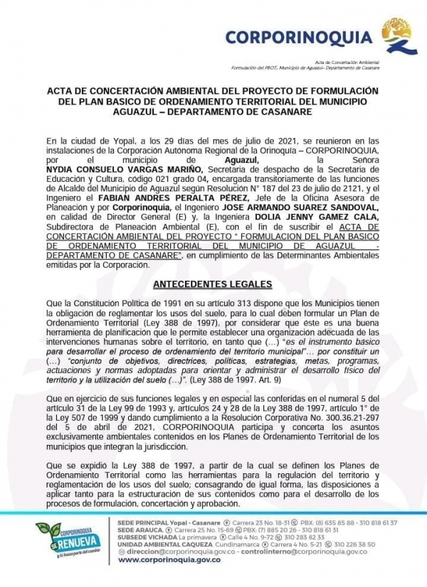 PBOT: el regalo que recibió Aguazul en sus 67 años de vida administrativa