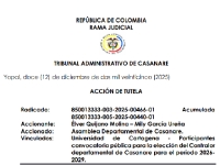 Tribunal revoca tutela que ordenaba continuar concurso de contralor de Casanare
