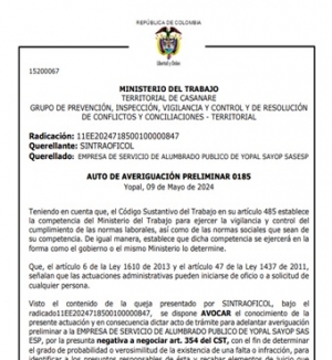Oficina del Trabajo ordenó averiguación preliminar contra Sayop