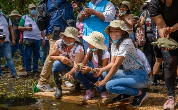 600 tortugas liberadas en la laguna El Tablón en el municipio de Tame, Arauca