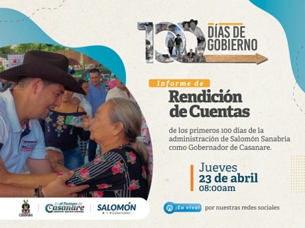 Informe de primeros 100 días de gestión presentará hoy la Gobernación