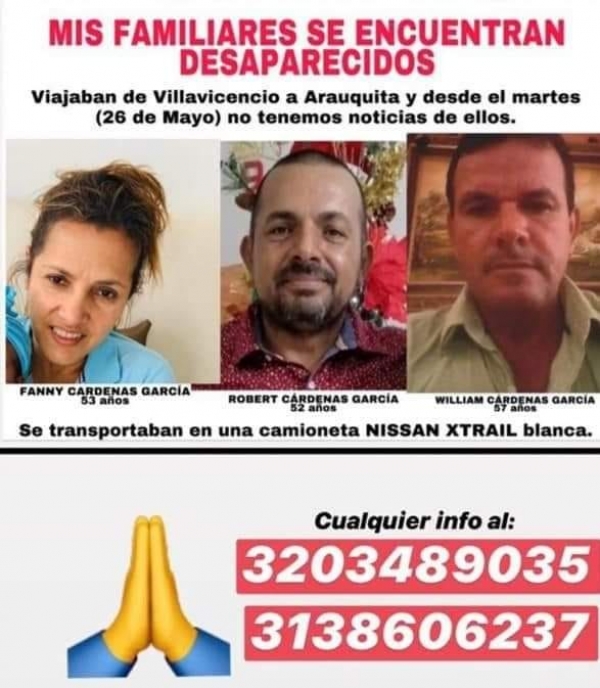 No hay rastro de 3 hermanos que desaparecieron saliendo de Casanare