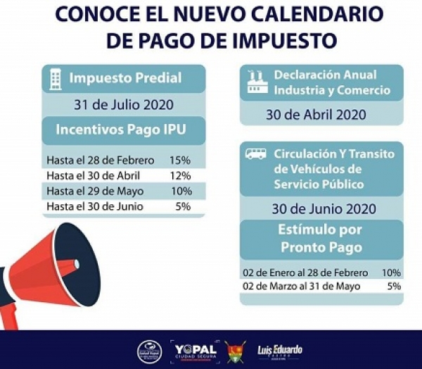 Alcaldía de Yopal estableció nuevo calendario para el pago de impuestos