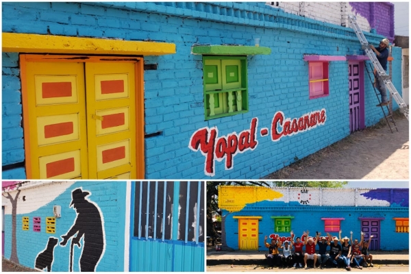 Colorido mural con flor amarillos en el Centro de Yopal para tomarse la foto