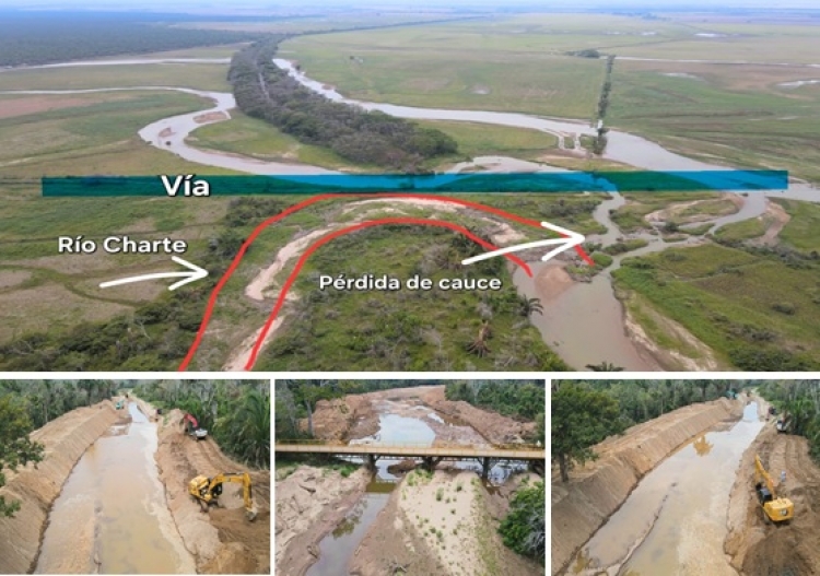 Con obras de canalización sobre el Río Charte se espera reestablecer tránsito en zona rural de Maní